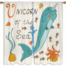 Narwhal The Unicorn Of The Sea Window Curtains 92172991