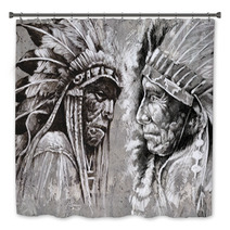 Native American Indian Head Chief Retro Style Bath Decor 49355481