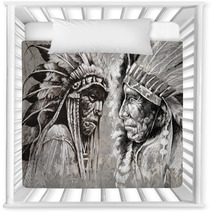 Native American Indian Head Chief Retro Style Nursery Decor 49355481