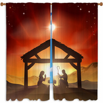 Nativity Christian Christmas Scene Window Curtains 54352064