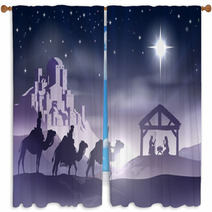 Nativity Christmas Scene Window Curtains 57256876
