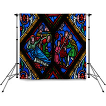 Nativity Scene At Christmas - Stained Glass Backdrops 57895083
