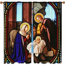 Nativity Scene, Church Of St. Catherine, Bethlehem Window Curtains 18432255
