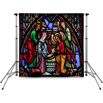 Nativity Scene Tinted Stained Glass Window Art Backdrops 43813818