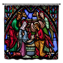 Nativity Scene Tinted Stained Glass Window Art Bath Decor 43813818