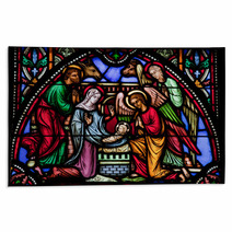 Nativity Scene Tinted Stained Glass Window Art Rugs 43813818