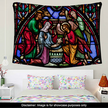 Nativity Scene Tinted Stained Glass Window Art Wall Art 43813818