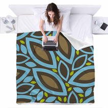 Nature Blue And Brown Leaves Print Blankets 71145850