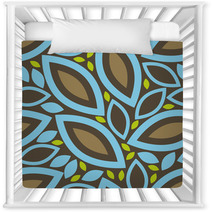 Nature Blue And Brown Leaves Print Nursery Decor 71145850