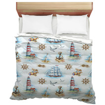 Nautical Watercolor Seamless Pattern Bedding 52083374