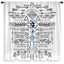 Navajo Aztec Vector Tribal Ethnic Ornament Window Curtains 108780560
