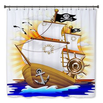Nave Pirata Cartoon Pirate Ship-Vector Bath Decor 43409153