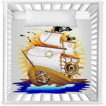 Nave Pirata Cartoon Pirate Ship-Vector Nursery Decor 43409153