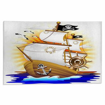 Nave Pirata Cartoon Pirate Ship-Vector Rugs 43409153