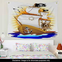 Nave Pirata Cartoon Pirate Ship-Vector Wall Art 43409153
