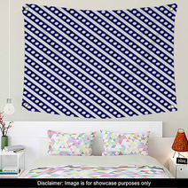 Navy Blue And White Small Polka Dots And Stripes Pattern Repeat Wall Art 68631538