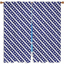 Navy Blue And White Small Polka Dots And Stripes Pattern Repeat Window Curtains 68631538