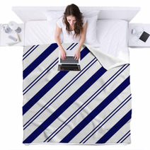 Navy Blue Diagonal Lines Stripes Blankets 59484441