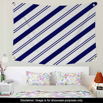 Navy Blue Diagonal Lines Stripes Wall Art 59484441