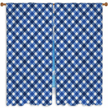 Navy Blue Gingham Fabric  Background Window Curtains 48493977