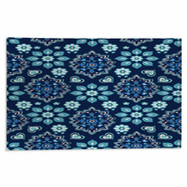 Navy Floral Bandana Vector ~ Seamless Background Rugs 51496448