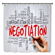 Negotiation Word Cloud, Business Concept Bath Decor 76384805