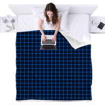 Neon Blue Grid Blankets 62480442