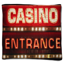 Neon Casino Entrance Sign Blankets 2327503