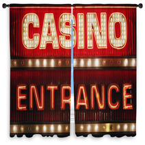 Neon Casino Entrance Sign Window Curtains 2327503