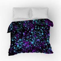 Neon Cyan And Purple Random Round Paint Splashes On Black Background Abstract Colorful Texture For Web Design Website Presentations Digital Printing Fashion Or Concept Design Bedding 271003713