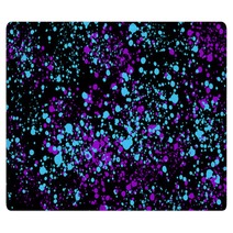Neon Cyan And Purple Random Round Paint Splashes On Black Background Abstract Colorful Texture For Web Design Website Presentations Digital Printing Fashion Or Concept Design Rugs 271003713