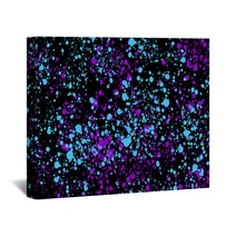 Neon Cyan And Purple Random Round Paint Splashes On Black Background Abstract Colorful Texture For Web Design Website Presentations Digital Printing Fashion Or Concept Design Wall Art 271003713