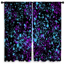Neon Cyan And Purple Random Round Paint Splashes On Black Background Abstract Colorful Texture For Web Design Website Presentations Digital Printing Fashion Or Concept Design Window Curtains 271003713