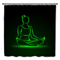 Neon Vector Illustration Of A Woman Practices Yoga Bath Decor 111469449