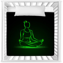 Neon Vector Illustration Of A Woman Practices Yoga Nursery Decor 111469449