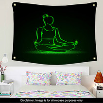 Neon Vector Illustration Of A Woman Practices Yoga Wall Art 111469449