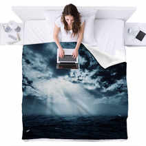 New Hope In The Stormy Ocean, Abstract Environmental Backgrounds Blankets 64846091
