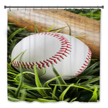 New White Baseball In Green Grass Bath Decor 50625747