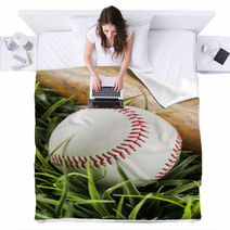 New White Baseball In Green Grass Blankets 50625747