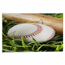 New White Baseball In Green Grass Rugs 50625747