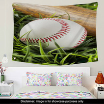 New White Baseball In Green Grass Wall Art 50625747