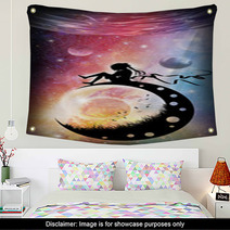New World New Life Lonely Anime Girl In Outer Space Silhouette Art Photo Manipulation Wall Art 139553688