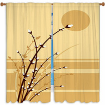 New Year Oriental Flower Window Curtains 5707308