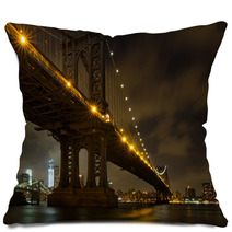 New York City Bridges At Night Pillows 60558395
