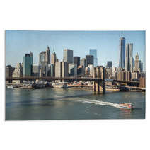 New York City Brooklyn Bridge Downtown Skyline Rugs 58367442