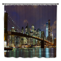 New York City Brooklyn Bridge Panorama At Dusk Bath Decor 38453008