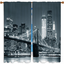 New York City Brooklyn Bridge Window Curtains 39647168