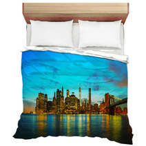 New York City Cityscape At Sunset Bedding 53690903