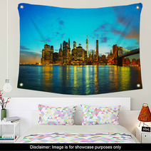 New York City Cityscape At Sunset Wall Art 53690903