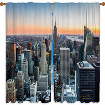 New York Skyline At Sunset Window Curtains 60595305